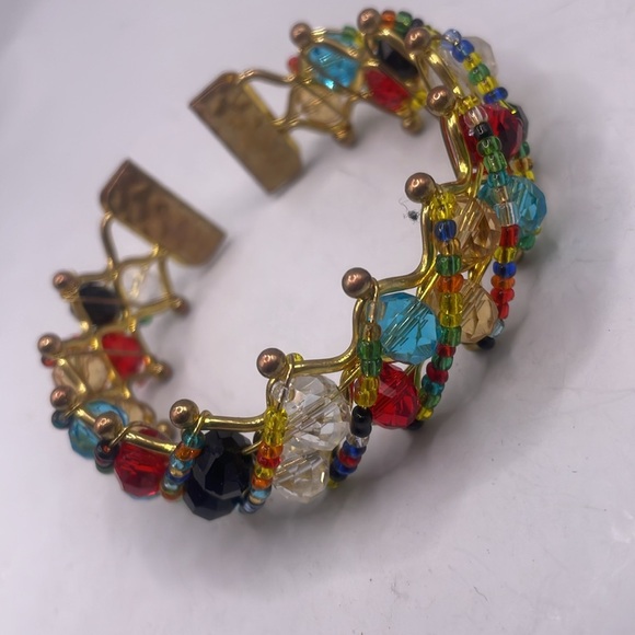 Glass bead crystal encrusted cuff bracket - Picture 2 of 5
